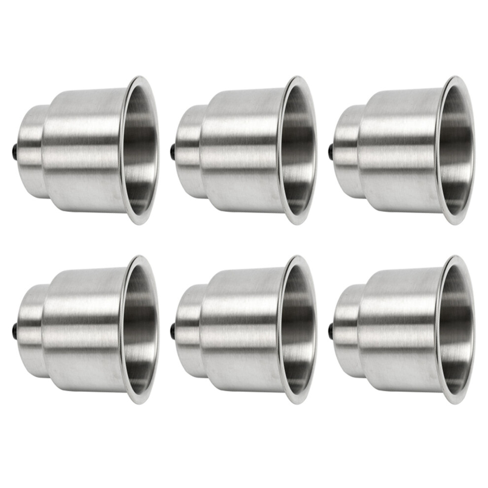 6X Stainless Steel Cup Drink Holder Brushed with Drain Marine Boat Rv