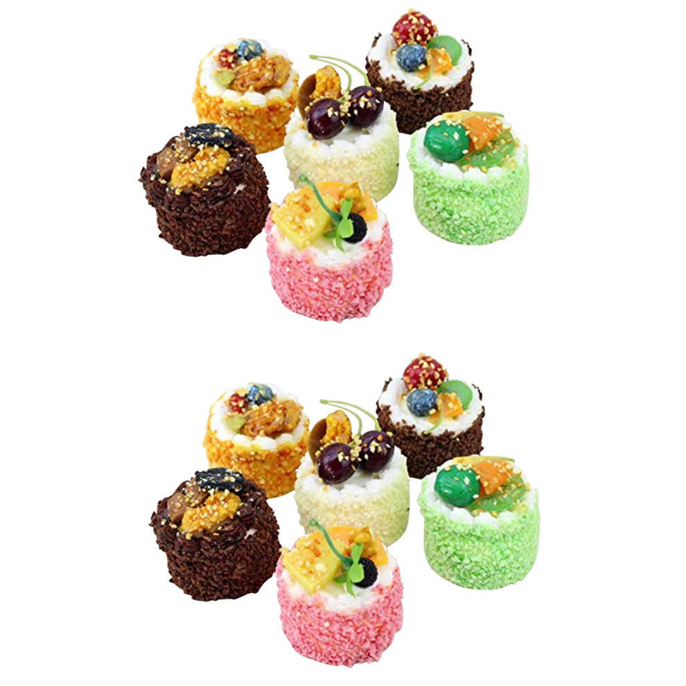 12Pcs Artificial Simulation Cake,Realistic Cupcake Bread Dessert Model Fake Display Cake Photography Prop 6031562240393