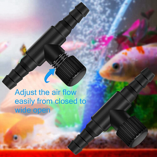 60 Pieces 2-Port Fish Tank Valve Plastic Air Pump Control Valve Aquarium T-Shaped Control Valve 1