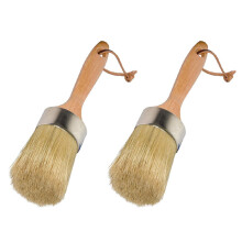 2X Cepillo de Pintura de Tiza Y Cera  2 En 1 Herramienta de Pintura Redonda de Cerdas Naturales para Plantillas de Muebles de Bricolaje