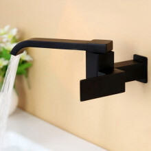 2X Bathroom Basin Faucet Wall Mounted Cold Water Faucet Bathtub Waterfall Spout Vessel Sink Faucet Mop Pool Tap -Black