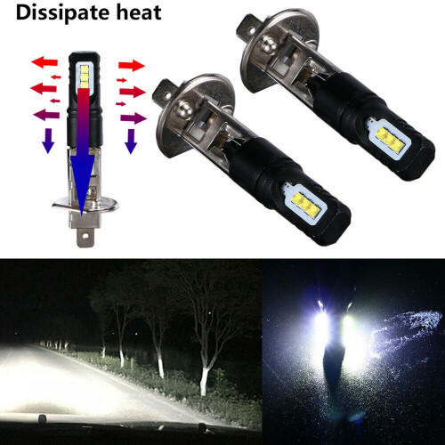 10X H1 6000K Super Bright White 6000LM DRL LED Headlight Bulb Kit High- 2