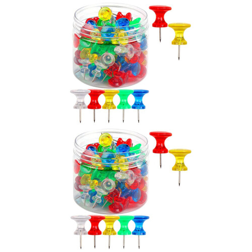 Push Pins 200-Pack Large Thumbtacks Used for Cork Board Bulletin Board with Plastic Case