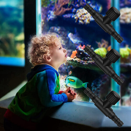 60 Pieces 2-Port Fish Tank Valve Plastic Air Pump Control Valve Aquarium T-Shaped Control Valve 2