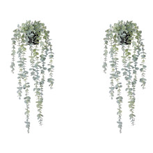 2 Stück KüNstliche Hängende Pflanzen Gefälschte Eukalyptus Hängende Pflanze Im Topf für Wand, Zimmer, Heim, Terrasse, Innen- und Außenbereich,