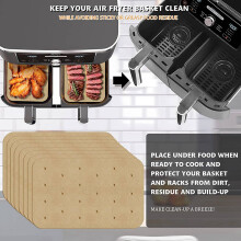 Air Fryer Parchment Liners,200 Pcs Perforated Square Air Fryer Liners,for Foodi XL 6 in 1 DZ201 Dual Air Fryer