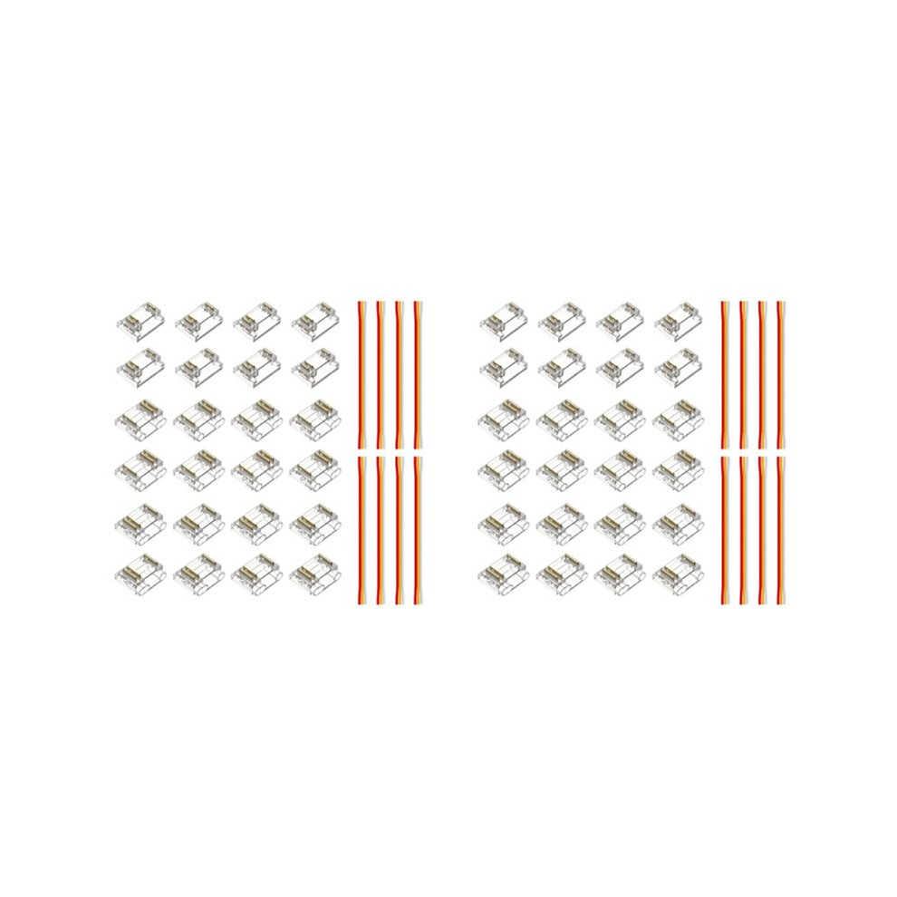 48Pcs 3Pins 12Mm Transparent Cover Connector Kits For Cob Rgbic Led Strip Transparent Gapless Connectors With Wire 6031767652014