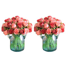 24Pcs Artificial Rose Flowers Wedding Bouquet Thai Royal Rose Silk Flowers (Champagne)
