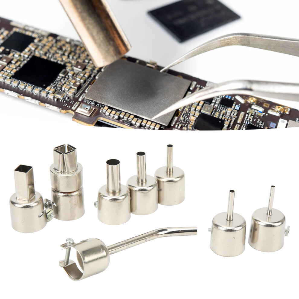Durable 8Pcs Curved Stainless Heat Gun Nozzles for Desoldering