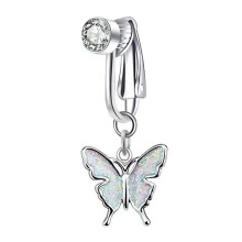 Bijoux de nombril à la mode sans Piercing, Clip-papillon blanc 2