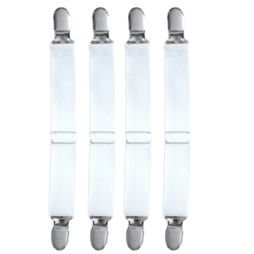 Sangle élastique pour drap de lit, 4 pièces, attaches à-Blanc
