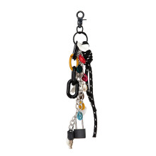 Practical Nylon Cord Keychain with Chain Link Fashion-Black