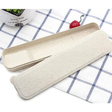 Wheat Straw Tableware, Durable Stainless Steel Utensils for Camping, Travel, Office: Heat Resistant, Lightweight & Easy to Carry