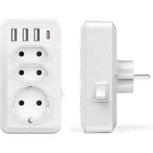 Power Strip With Smart Night Light, 3 USB Charging Ports, And Removable Shelf For Convenient Device Storage