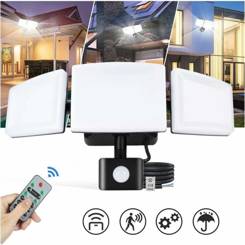 Outdoor Security Light, 45W LED Motion Sensor With 270 Beam Angle, Multi-Function Remote Control, Easy Installation For Patio, Garage, Yard, IP65