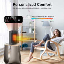 Remote Control Space Heater for Home Use, Thermostat Enabled Electric Heater with Quiet Operation, 1500W PTC Ceramic Heater with Oscillation Timer