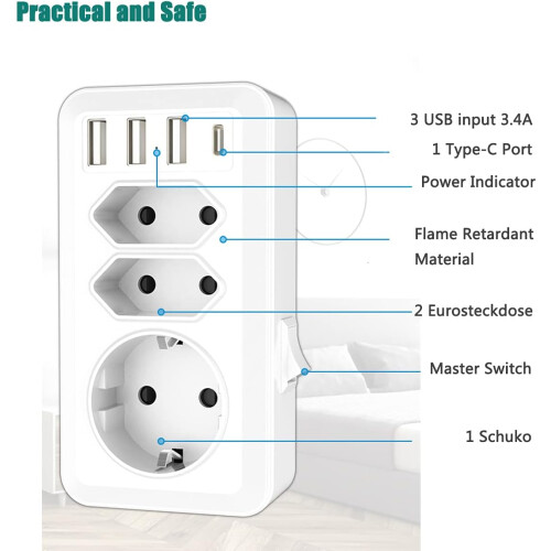 7-in-1 Compact And Lightweight Multi Plug Outlet Extender, Smart Charging Technology & Multiple Protections For Safe And Convenient Use 1