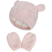 Cute Bear Ear Design, Warm and Cute Gloves for Infant with Unisex Baby Toddler Hat, Soft Knitted Winter Set with Breathable Material, Cozy Stretchy