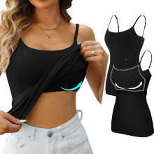 Barr Camisole na mBan le Bra Seilfe, Cami Strap Inchoigeartaithe le haghaidh Lounge agus Éadaí Codlata, Fabraic Cadáis Bog, Veist Gan Muinchille,