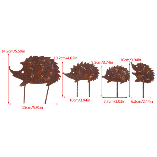 Metall-Gartenstatuen, rostige Tiere, dekorative-4 Igel 2
