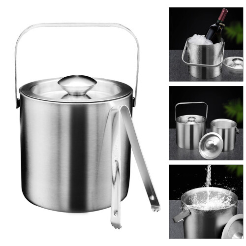 Ice Bucket with Handle Double Layer Insulation Ice Bucket with 1