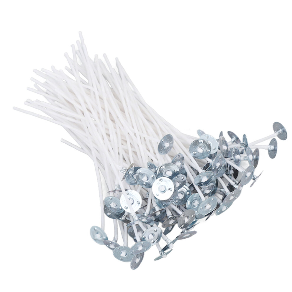 Easy To Make Candle Wick For Diy, Functional Pre Waxed Natural Cotton With Metal Sustainer Tabs, Smokeless 100 Pcs For Halloween Parties