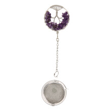 Tee-Ei-Set, zarter Griff aus künstlichem Kristall, Teesieb für losen Tee, Amethyst