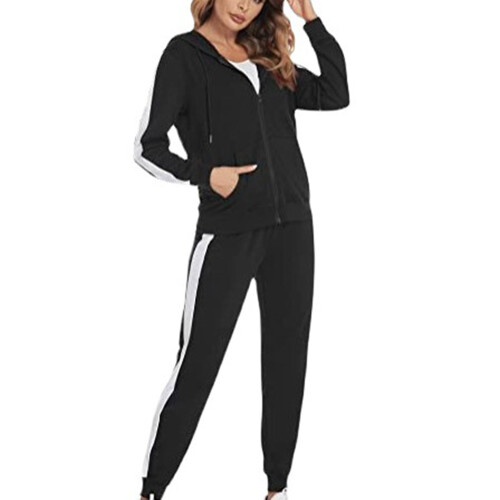 Γυναικείο Lounge Outfit, Σετ μαλακής μπλούζας με φερμουάρ και ριμπ μανσέτα, Μπουφάν με
