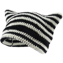 Stretchy and Won't Slide Off Beanie, Warm Cat Ear Beanie with Soft and Cozy Fabric, Lightweight and Breathable Knit Hat, Handmade Crochet Hat for