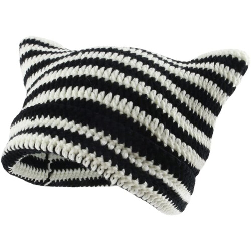 Πλεκτό καπέλο Slouchy Beanie, Χειροποίητο πλεκτό καπέλο με αυτιά γάτας, κατάλληλο για