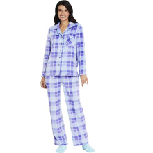 Flanellen nachtkleding voor dames, ideaal als cadeau: pyjamaset met lange mouwen en comfortabele elastische tailleband, voordelige katoenen pyjama