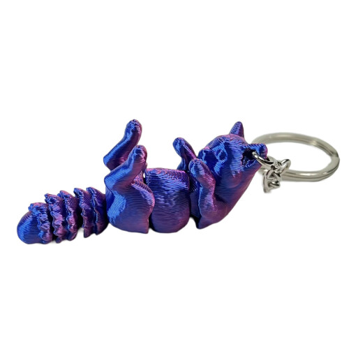 Porte-clés Chat 3D Compact et Mobile, Articulations-rouge bleu 3
