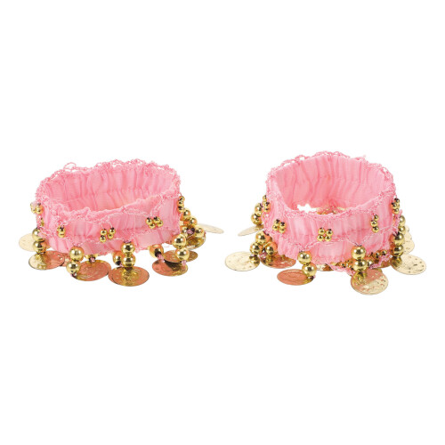 6Pièces Bracelets De À Et Cloches Roses Pour Danseuse 1