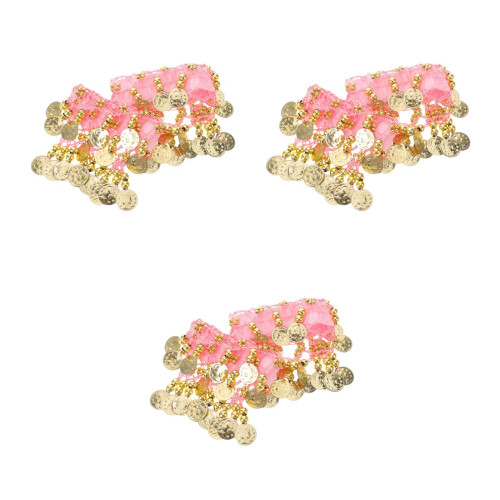 6Pièces Bracelets De À Et Cloches Roses Pour Danseuse 2