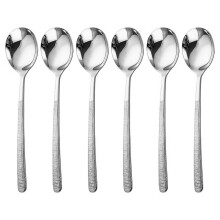 6 STKS Dessertlepel met lange steel Efficiënte lepel-Zilver