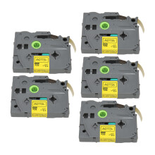 5pcs Black on Yellow 12mm Laminated Label Tapes for Ptouch (8m)