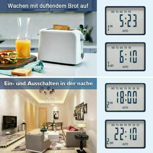 Outlet Timer Switch for Appliances, Child Lock Function Enabled Programmable Plug with 7-Day Cycle and Countdown Timer, Digital Power Control for 2
