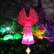 Onderhoudsvrije decoratieve engellampjes, buitenverlichting op zonne-energie met meerkleurige LED's, eenvoudig te installeren voor tuin- en