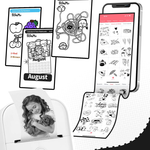 Revolutionize Your Printing Experience, Portable Printer for Wireless Printing Solution, Multi-Functional Printing on Thermal Paper, Innovative 1