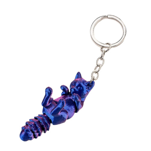 Porte-clés chat mobile en impression 3D, couleur-rouge bleu 3