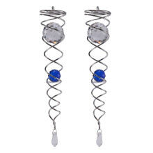 2X Wind Chime Windmill Crystal Metal Wire Crystal  Wind Spinner Bell Spiral Tail for Outdoor Garden Decoration