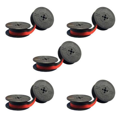 5Pack Typewriter Ribbon Twin Spool Typewriter Ribbon Red and Black Twin Spool Replacement Pack for Most Typewriter
