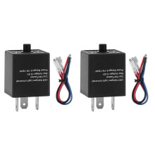 2X LED Flasher Relay, 12V 3-PIN Adjustable LED Flasher Relay Turn Signal Light Blinker for Automotive Motorcycle