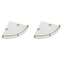 2X Badkamer Planken, Badkamer Glazen Hoekplank Wandmontage, Gehard Glas Plank voor Opbergen Douchegel/Soap-B