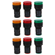 Red, Yellow-Green Light Lamp 22 mm LED Display Panel AC 220 V 9 Pcs
