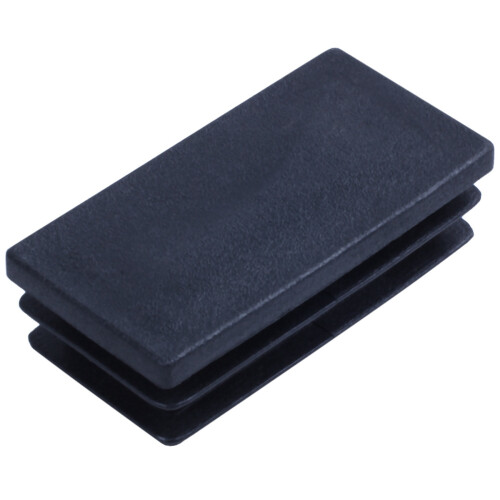 Plastic Rectangle Blanking End Tube Caps Inserts 25X50mm 120Pcs Black 1