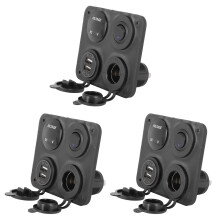 3X Pannello A 4 Funzioni Caricatore USB Doppio LED Verde Volt 12V Interruttore di Alimentazione Interruttore -OFF
