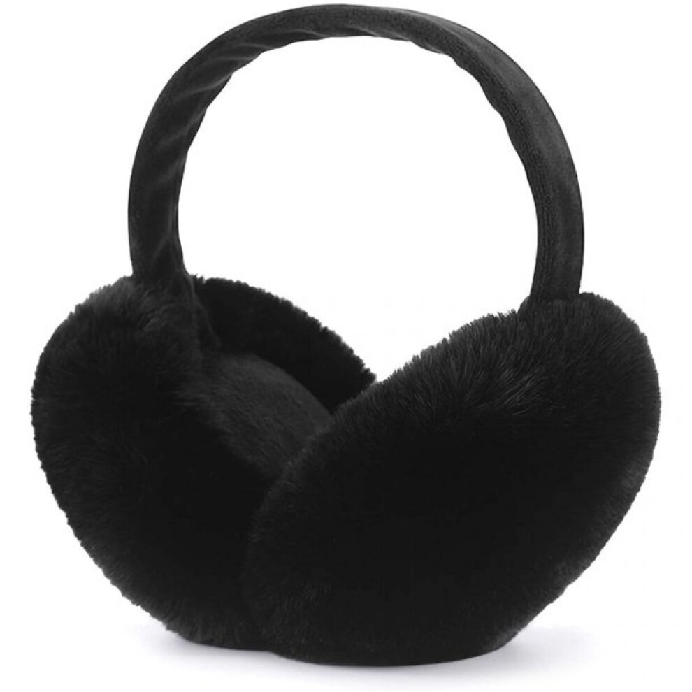 Winter Ear Warmers for Women Men, Foldable Fluffy Ear Muffs with Soft Faux Fur Warm and Cozy Earmuffs for Cold Weather, Wind Protection Winter
