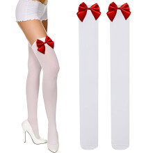 Ondoorzichtige kniekousen voor dames, luxe kousen van fluweel en satijn met strik, rekbare zachte stof voor comfortabel dragen de hele dag door,
