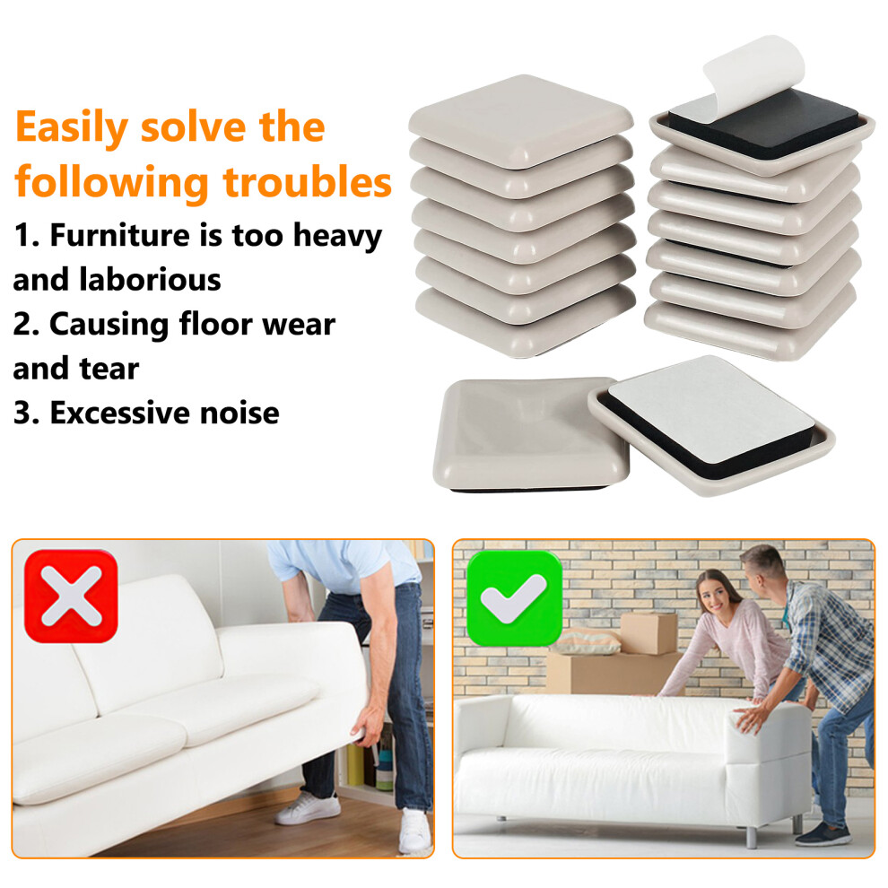 Non-Stick Gripper Pad, Floor Protectors, Heavy-Duty Furniture Gliders With Reusable Furniture Sliders Technology, Furniture Sliders For Hardwood 9358999487830